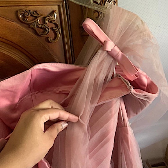 Plus size Dusty Pink Sheer Lace and Tulle Ball Gown - Picture 3 of 12